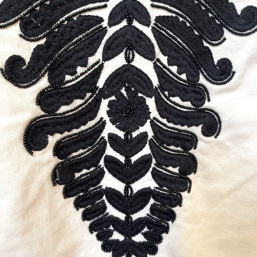NWT Tory Burch Black & White Camille Embroidered Linen Shift Dress Size 2 - Picture 5 of 8